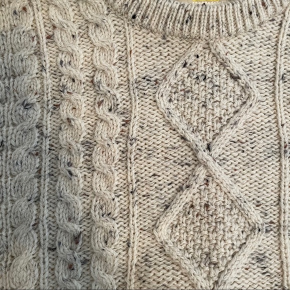 Irish Aran Fisherman Wool Knit Sweater Med Lg - Picture 3 of 5